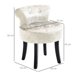 HOMCOM Dressing Table Stool Vanity Seat w/ Rubber Wood Legs Bedroom - Beige - thumbnail 3