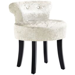HOMCOM Dressing Table Stool Vanity Seat w/ Rubber Wood Legs Bedroom - Beige - thumbnail 2