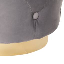 Wyld and Coco Tufted Grey Velvet Pouffe 40 x 41 cm Gold Base - thumbnail 5