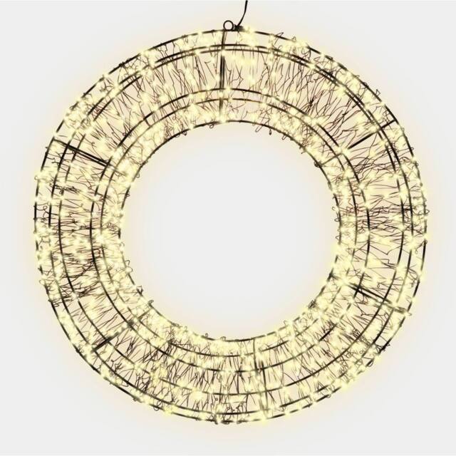 Pegdev Christmas Pre Lit Wreath 720 Warm White Micro LEDs 10% Twinkling 50cm 5m Lead - image 1