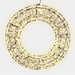 Pegdev Christmas Pre Lit Wreath 720 Warm White Micro LEDs 10% Twinkling 50cm 5m Lead - thumbnail 1