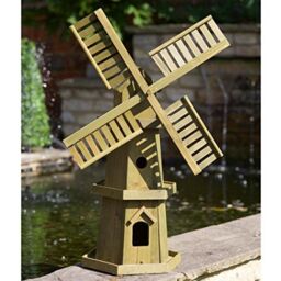 Marco Paul Giant Wooden Windmill Garden Ornament in Beige - thumbnail 1