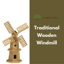 Marco Paul Giant Wooden Windmill Garden Ornament in Beige - thumbnail 4