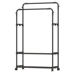 Kelvenix Metal Double Rail Clothes Garment Hanging Rack in Black - thumbnail 1