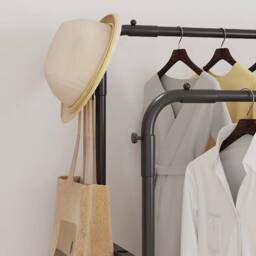 Kelvenix Metal Double Rail Clothes Garment Hanging Rack in Black - thumbnail 4