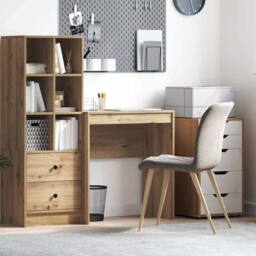 Berkfield Home Writing Desk Artisan Oak Engineered Wood Medium Durable in Brown - thumbnail 2