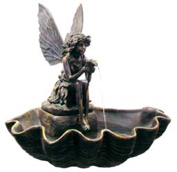 Primrose Solar Powered Outdoor Water Feature 'Fairy on a Clam Shell' 78cm in Grey - thumbnail 6