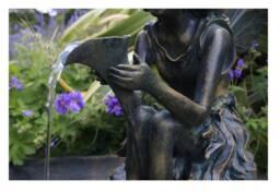 Primrose Solar Powered Outdoor Water Feature 'Fairy on a Clam Shell' 78cm in Grey - thumbnail 2