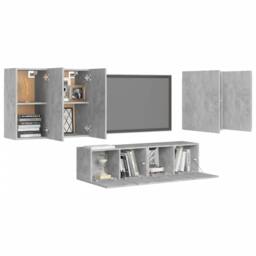 Berkfield Home 6 Piece TV Cabinet Set Concrete Grey Engineered Wood - thumbnail 3