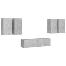 Berkfield Home 6 Piece TV Cabinet Set Concrete Grey Engineered Wood - thumbnail 2