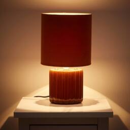 K LIVING Zoe Brown Ceramic Table Lamp With Matching Velvet Shade - thumbnail 2