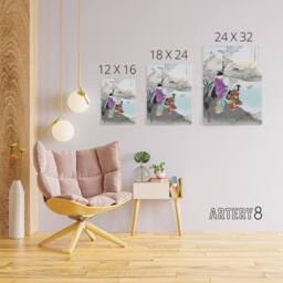 "Artery8 Woman Admiring The Plum Blossom Canvas Wall Art Print Ogata Gekko - Size: W18"" x H24""" - thumbnail 4