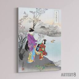 "Artery8 Woman Admiring The Plum Blossom Canvas Wall Art Print Ogata Gekko - Size: W18"" x H24""" - thumbnail 2
