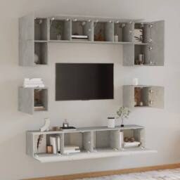 Berkfield Home Classic 8 Piece TV Cabinet Set Concrete Grey Engineered Wood - thumbnail 1