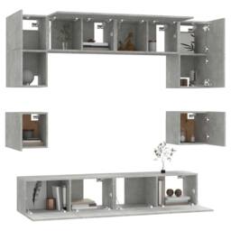 Berkfield Home Classic 8 Piece TV Cabinet Set Concrete Grey Engineered Wood - thumbnail 4