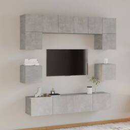 Berkfield Home Classic 8 Piece TV Cabinet Set Concrete Grey Engineered Wood - thumbnail 2