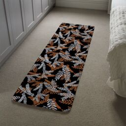 Benjamin Tate Design White & Orange Olive Leaves Runner Rug in Natural - Size: 67 cm x 230 cm - thumbnail 4