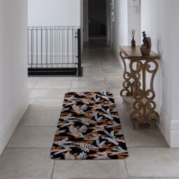 Benjamin Tate Design White & Orange Olive Leaves Runner Rug in Natural - Size: 67 cm x 230 cm - thumbnail 3