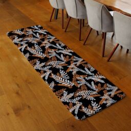 Benjamin Tate Design White & Orange Olive Leaves Runner Rug in Natural - Size: 67 cm x 230 cm - thumbnail 2