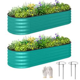 Kelvenix Set of 2 Raised Beds for Garden in Teal - Size: 100g