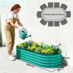 Kelvenix Set of 2 Raised Beds for Garden in Teal - Size: 100g - thumbnail 2