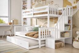 Flair Tag Triple Staircase Bunk Bed with Trundle in White - Size: Double - thumbnail 6