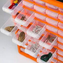 Dprodo 60-Drawer Plastic Drawer Storage Cabinet in Orange - Size: 600mm - thumbnail 6