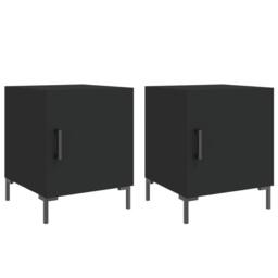 Berkfield Home Modern Bedside Cabinets 2 pcs Black 40x40x50 cm Engineered Wood - Size: 40 x 40 x 50 cm - thumbnail 3