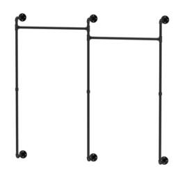 FURNOS Industrial Wall-Mounted Tube Clothes Hanging Rail in Black - thumbnail 7