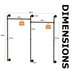 FURNOS Industrial Wall-Mounted Tube Clothes Hanging Rail in Black - thumbnail 8