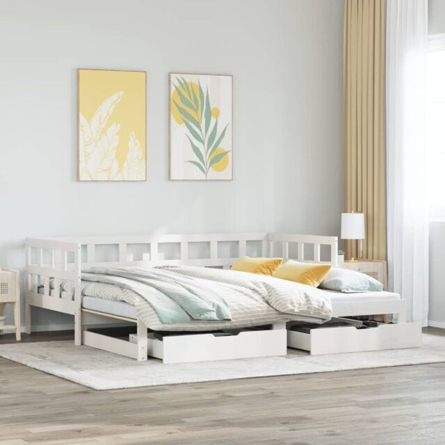 Berkfield Home Daybed with Trundle & Drawers without Mattress White 90x190 cm Single - image 1