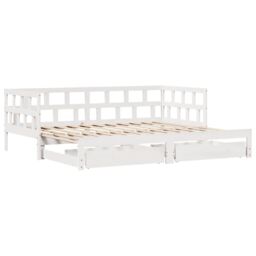 Berkfield Home Daybed with Trundle & Drawers without Mattress White 90x190 cm Single - thumbnail 3