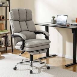 VOGREX Ergonomic Padded Recliner Chair in Grey - thumbnail 3