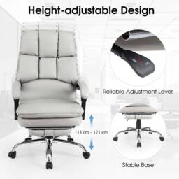 VOGREX Ergonomic Padded Recliner Chair in Grey - thumbnail 5