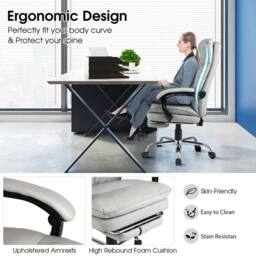 VOGREX Ergonomic Padded Recliner Chair in Grey - thumbnail 4