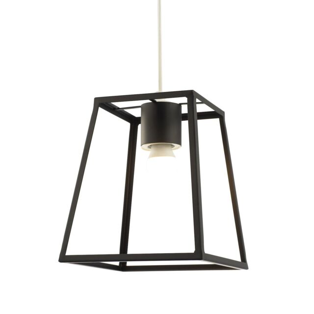 Happy Homewares Industrial Lantern Pendant Light Shade with Square Top & Bottom in Black - image 1