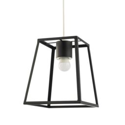 Happy Homewares Industrial Lantern Pendant Light Shade with Square Top & Bottom in Black - thumbnail 2