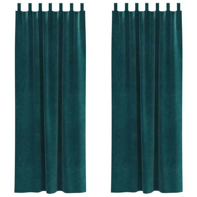 Berkfield Home Blackout Curtains with Hanging Loops 2 pcs Dark Green Velvet - image 1
