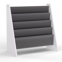 EONLION Kids 4-Tier Fabric Bookshelf, MDF Sling Storage Organizer in Grey - thumbnail 7