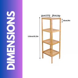 Pirlo Plush 4 Tier Adjustable Bamboo Standing Shelving Rack Unit in Brown - thumbnail 6
