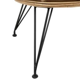 Wyld and Coco Natural Rattan Armchair Light Beige Cotton Cushion and Black Iron Legs - thumbnail 7