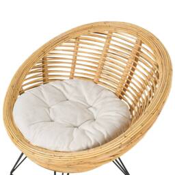 Wyld and Coco Natural Rattan Armchair Light Beige Cotton Cushion and Black Iron Legs - thumbnail 6
