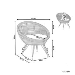 Wyld and Coco Natural Rattan Armchair Light Beige Cotton Cushion and Black Iron Legs - thumbnail 3