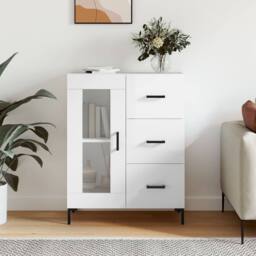 Berkfield Home Sideboard High Gloss White 69.5x34x90 cm Engineered Wood - thumbnail 2