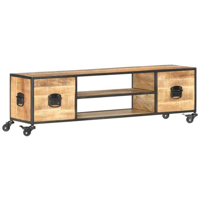 Berkfield Home TV Cabinet 130x30x39 cm Solid Mango Wood in Brown - Size: 130 x 30 x 39 cm - image 1
