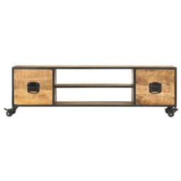 Berkfield Home TV Cabinet 130x30x39 cm Solid Mango Wood in Brown - Size: 130 x 30 x 39 cm - thumbnail 2