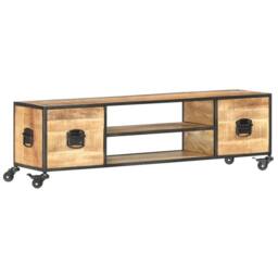 Berkfield Home TV Cabinet 130x30x39 cm Solid Mango Wood in Brown - Size: 130 x 30 x 39 cm - thumbnail 1