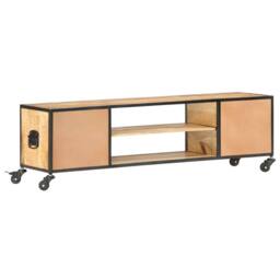 Berkfield Home TV Cabinet 130x30x39 cm Solid Mango Wood in Brown - Size: 130 x 30 x 39 cm - thumbnail 4
