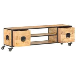 Berkfield Home TV Cabinet 130x30x39 cm Solid Mango Wood in Brown - Size: 130 x 30 x 39 cm - thumbnail 3