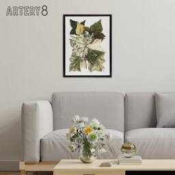 "Artery8 Various Ivy Leaves Watercolor Painting Hibberd Framed Canvas Wall Art in Green - Size: W12"" x H16""" - thumbnail 3